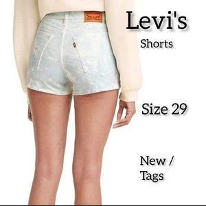 LEVIS HIGH RISE WOMENS SHORTS MARBLED LIGHT BLUE SIZE 29 NEW WITH TAGS